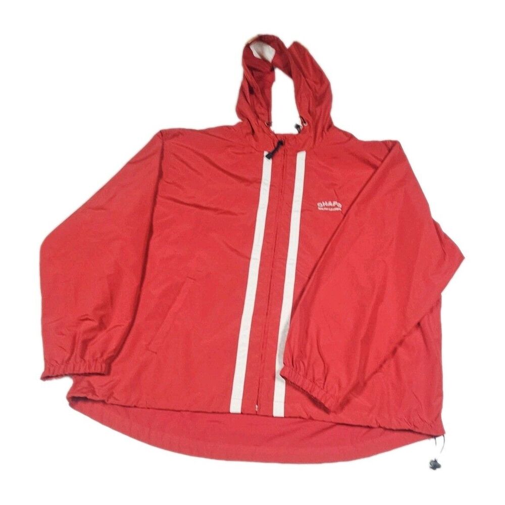 Vintage Chaps Ralph Lauren Men’s Mesh Lined Windbreaker Full Zip Jacket Red XL